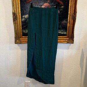COPE x Free People Teal High Slit Midi Skirt NEW Zip Closure Size 0